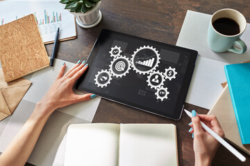Business process workflow and automation concept on screen.