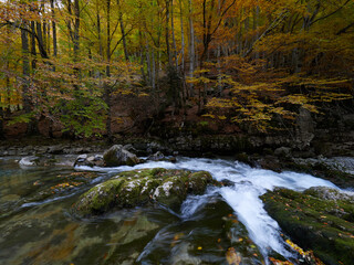 Autumn, views on the Ordesa valley trekking route, Aragonese Pyrenees, Spain