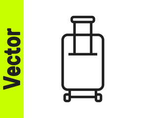 Black line Suitcase for travel icon isolated on white background. Traveling baggage sign. Travel luggage icon. Vector.