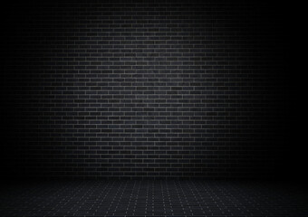 Dark and perfectly arranged tile bricks on wall and floor great background image front view 3d rendering