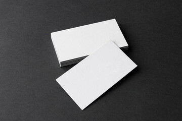Business cards blank. Mockup on black background.  Copy space for text.