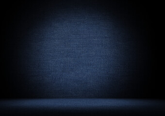 Jeans cloth texture on wall and floor interesting background for fashion front view 3d rendering
