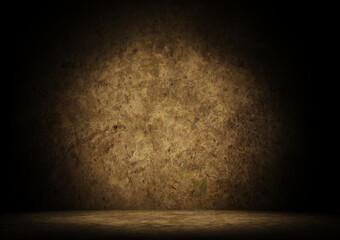 Soil earth and mud themed back wall and floor textured room with great light 3d rendering