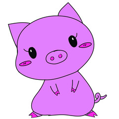 Illustration of cute pretty pig.