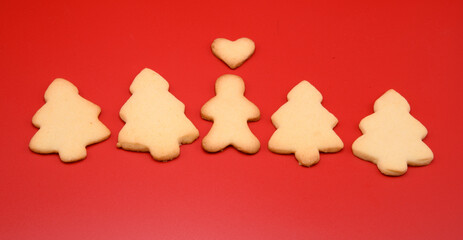 christmas cookies in red background

