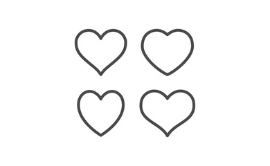 Heart vector icons collection. Linear hearts set. Valentine's day and love symbols.