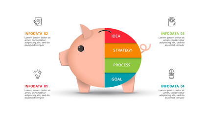 Creative concept for infographic with 4 steps, options, parts or processes. Business data visualization