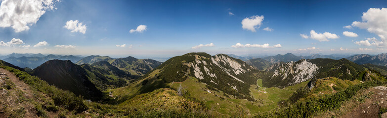 Panorama view from mountain Rotwand in Bavaria, Germany