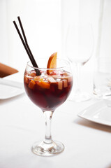 A glass of traditional Spanish sangria