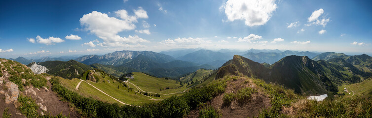 Naklejka na ściany i meble Panorama view from mountain Rotwand in Bavaria, Germany