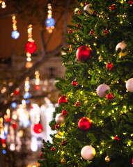 Nice Christmas tree in the city centre at night in Budapest