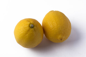 Yellow lemon on a white background