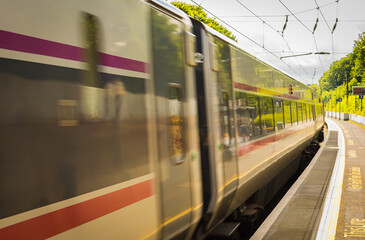 Train in motion, Dublin, Ireland
