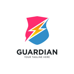 Thunder shield logo, lighting shield logo