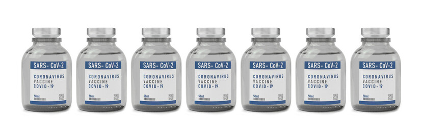 Eine Reihe von Covid-19 Impfstoffen auf weiß isoliert