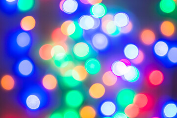 Colored bokeh: blue, green red orange white Abstract