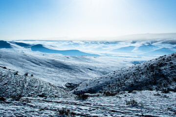 High mountains under snow in the winter