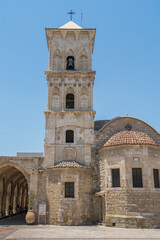 Fototapeta na wymiar Bell tower of Church of Saint Lazarus in Larnaca (Larnaka) Cyprus, an autocephalous Greek Orthodox Church