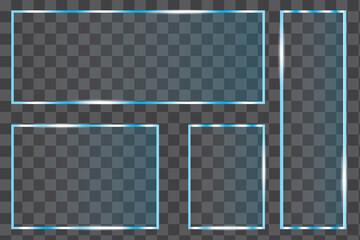 Rectangles plexiglass in realistic style on blank background. Stock image.
