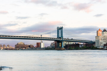 Manhattan Bridge at sunset view. New York.