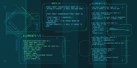 HUD interface elements with part of the code C.