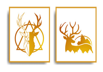 Abstract Deer Poster Design, Elegant and Luxurious Design for Templates, Christmas, Holidays, Flyers, Creative Modern, Banners, Posters, Covers and Brochures. Vector illustration
