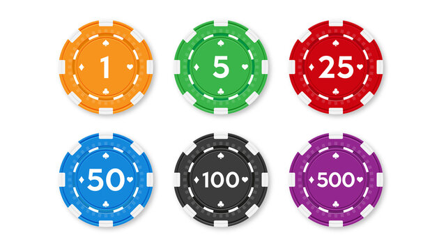 Set of chips for poker and casino.