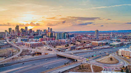 Denver Colorado CO Skyline Aerial Panorama