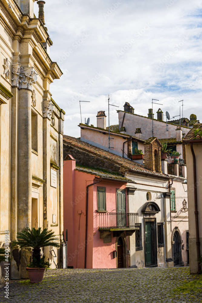 Wall mural Street view of the italian town called Anguillara