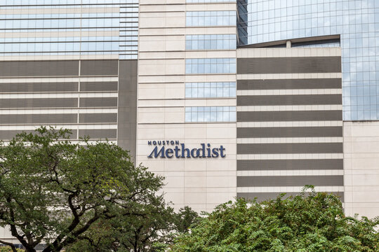 Houston, USA - September 22, 2018: Houston Methodist sign on the building, a leading academic medical center in the Texas Medical Center and six community hospitals serving the Greater Houston area