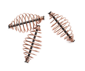 Fishing jigs on white background