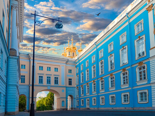 Saint-Petersburg, Russia. Lyceum in the Pushkin city. Sights Of Petersburg. View of Tsarskoe Selo....