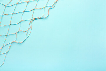 Fish net on color background