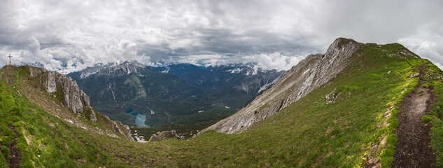 Naklejka na ściany i meble Mountain panorama view from Grubigstein mountain, Tyrol, Austria