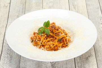 Italian traditional Pasta Bolognese with meat
