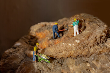 Worker in outdoor mine stone granite