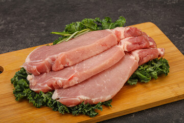 Raw pork steak for cooking