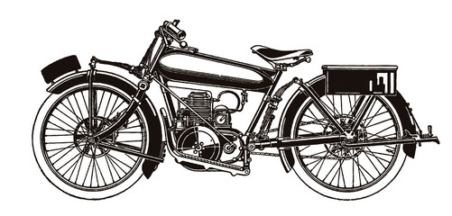 Classic motorcycle in side view