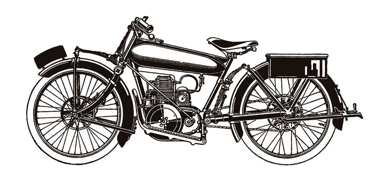 Classic Motorcycle In Side View