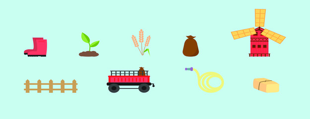 set of farm cartoon icon design template with various models. vector illustration isolated on blue background