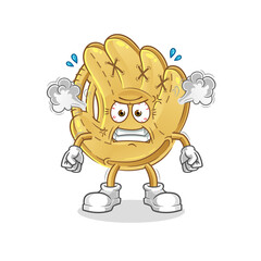baseball glove very angry mascot. cartoon vector