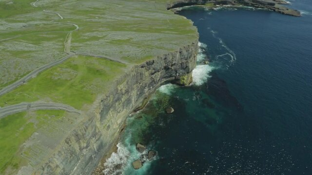 Aerial view Dun Aengus Ireland.