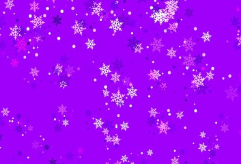 Naklejka na ściany i meble Light Purple vector texture with colored snowflakes.