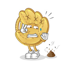 baseball glove with stinky waste illustration. character vector