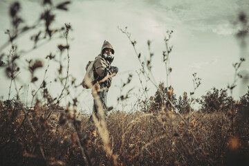 military, cosplay, war, man, military uniform, weapons, shooting, machine gun, rifle, ammunition,...