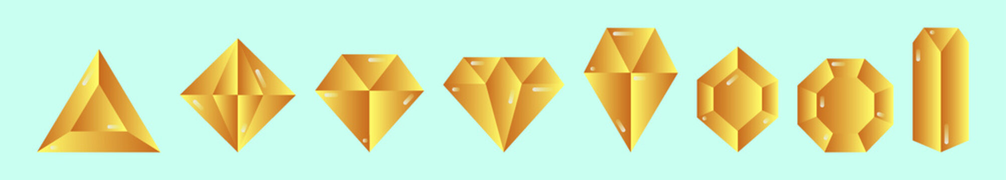 set of diamond cartoon icon design template with various models. vector illustration isolated on blue background