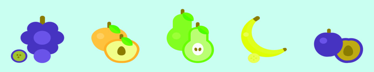 set of fruit cartoon icon design template with various models. vector illustration isolated on blue background