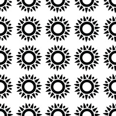 Geometric abstract oriental seamless pattern with circles and triangles. Black and white Moroccan mosaic tile ornament. Wallpaper, background, banner, textile decorative vector pattern, digital paper.