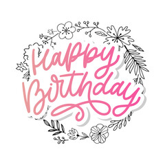 Happy Birthday lettering calligraphy brush vector typography text illustration