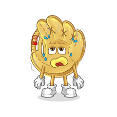 baseball glove low battery mascot. cartoon vector